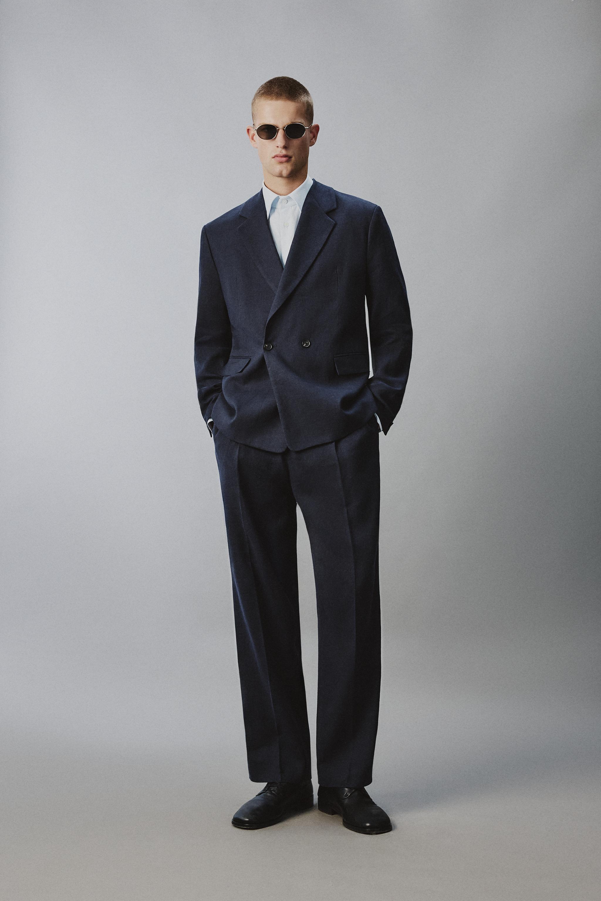 VESTE DE COSTUME CROISÉE LIN - COTON